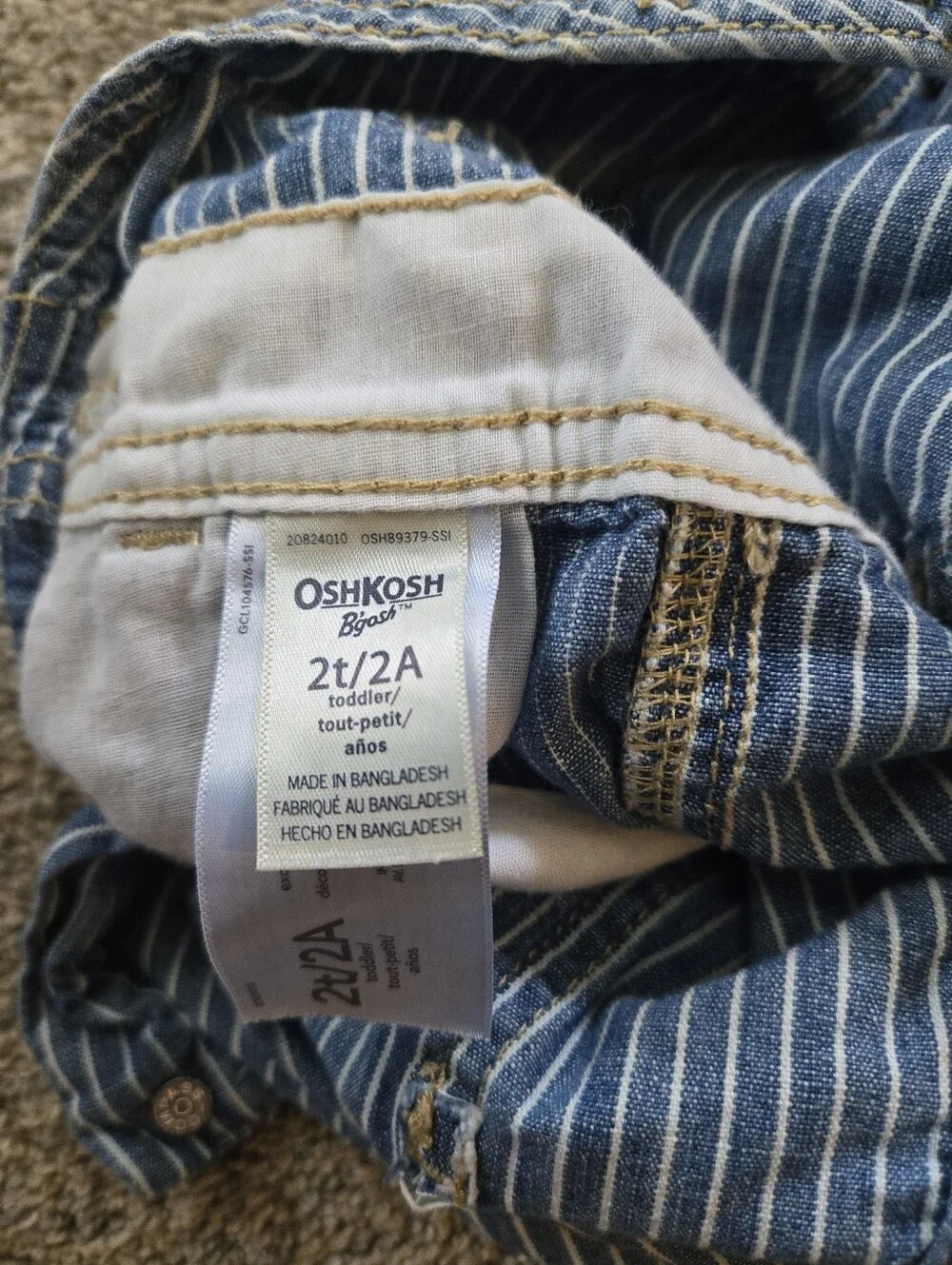 Oshkosh striped bib overalls 2t